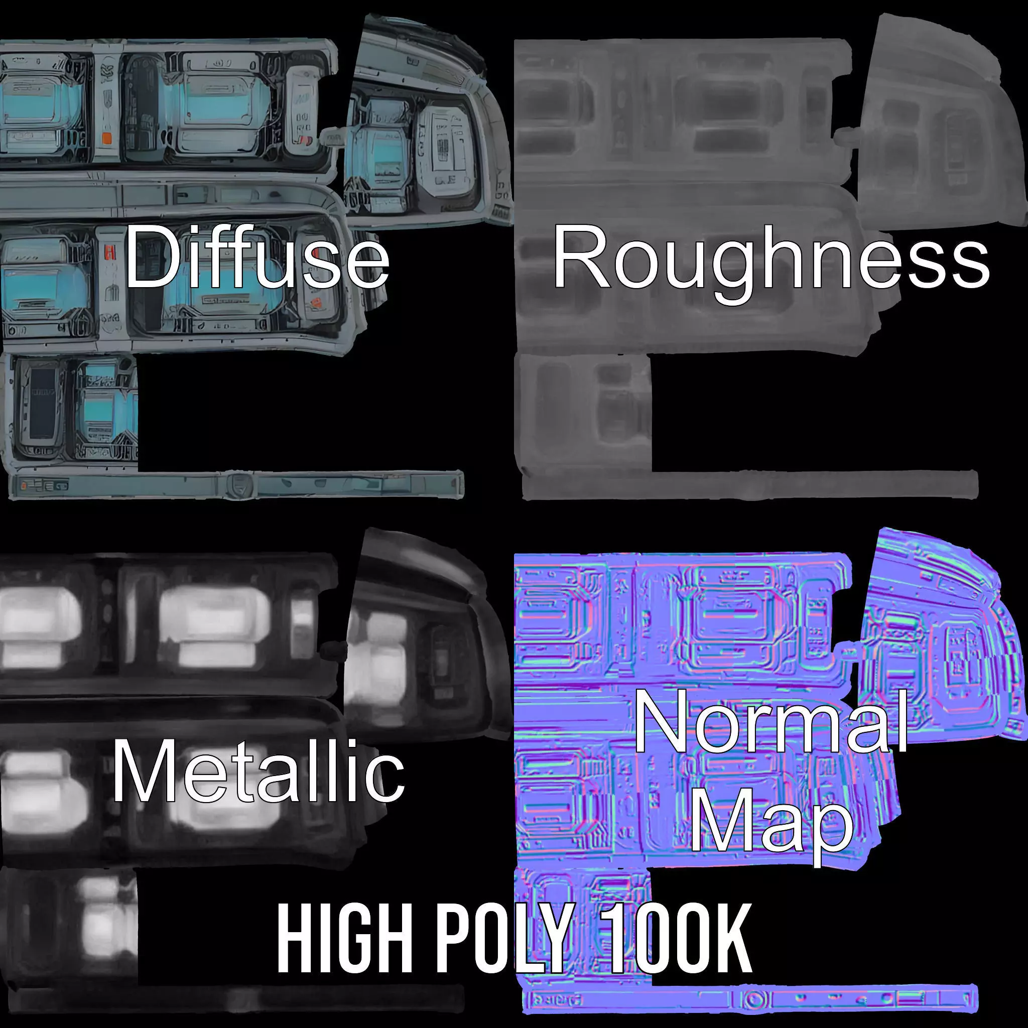 Futuristic Corridor model pack Low-poly 3D model_3