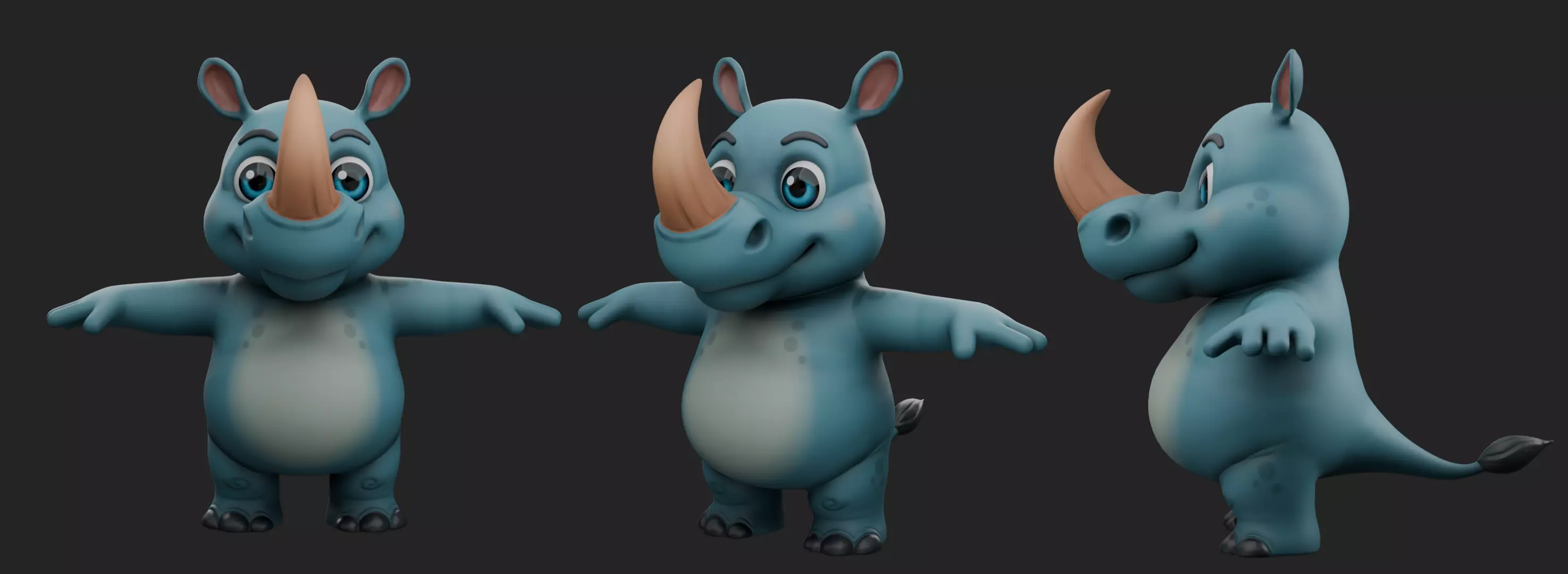 Rhino cartoon 3D model_0