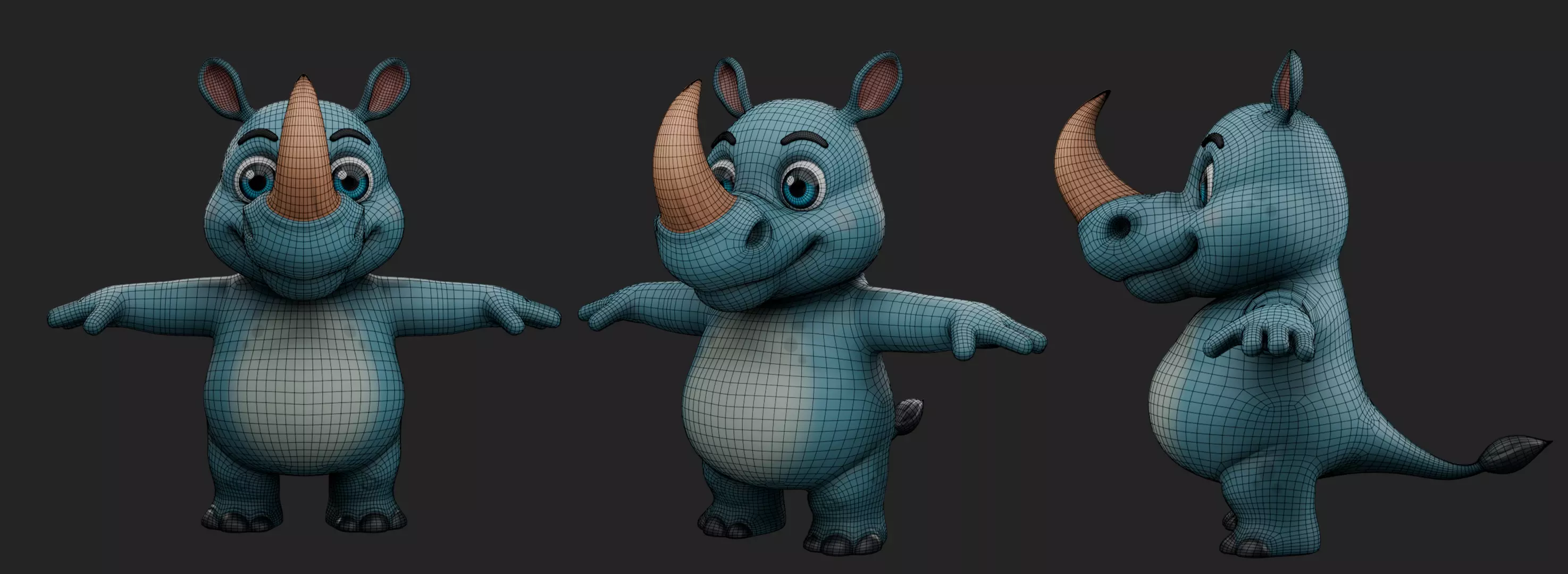 Rhino cartoon 3D model_1