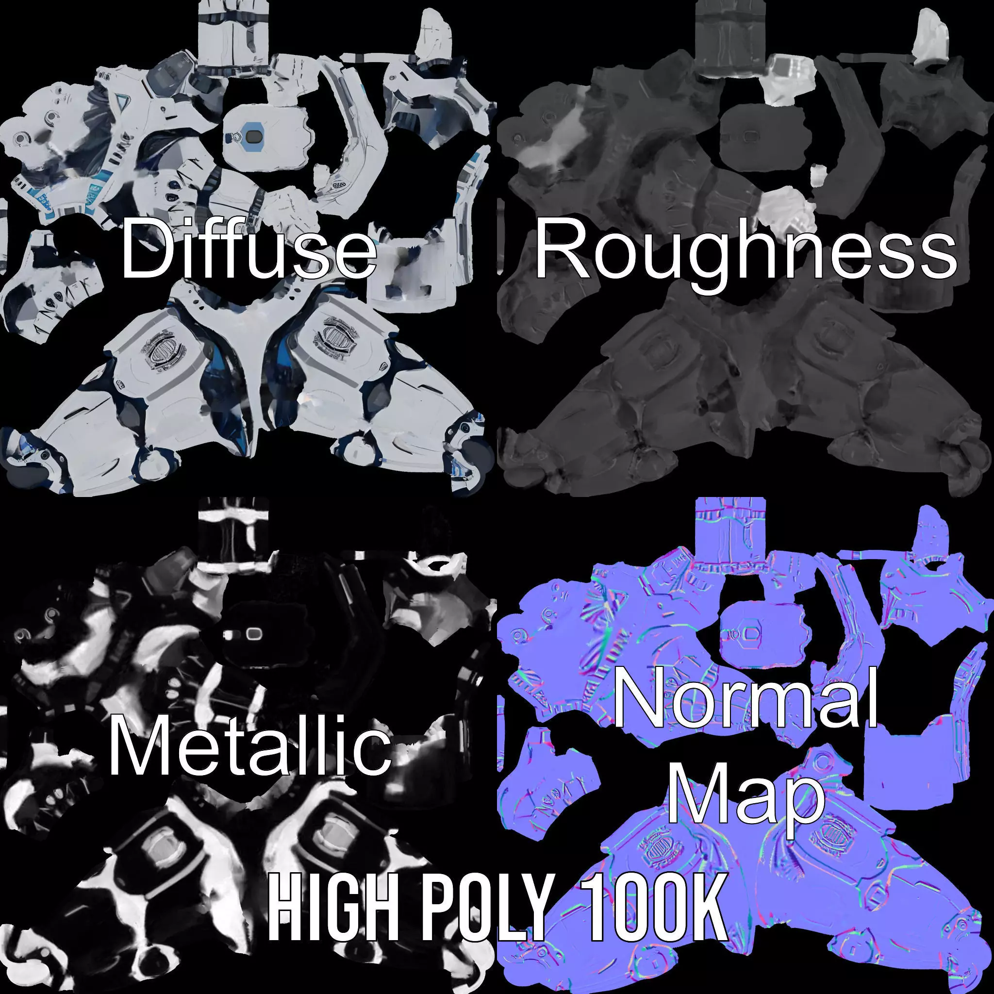 Futuristic Android model pack Low-poly 3D model_3