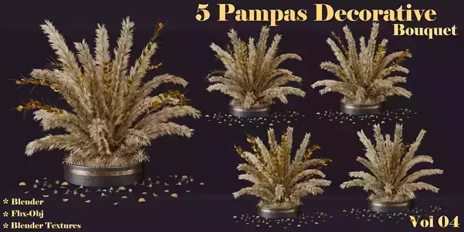 5 Pampas Decorative Bouquet- Vol 04