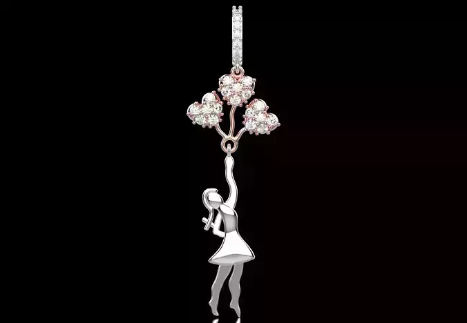 Heart Balloon Girl stl 3dm Pendant model jp0315