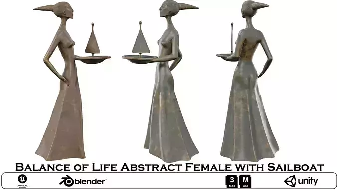 Balance of Life Abstract Female with Sailboat