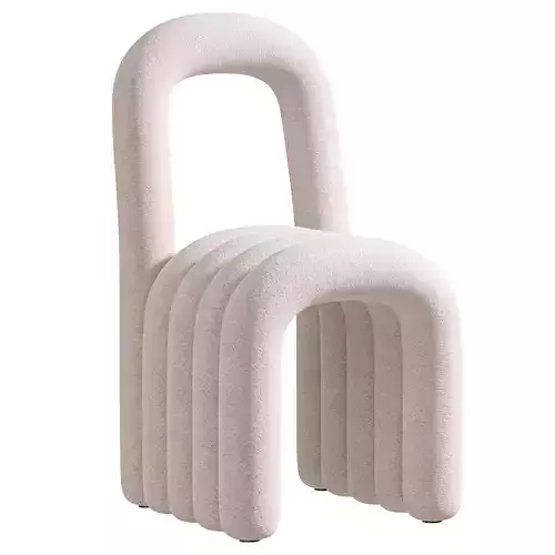 Modern white boucle side chair set