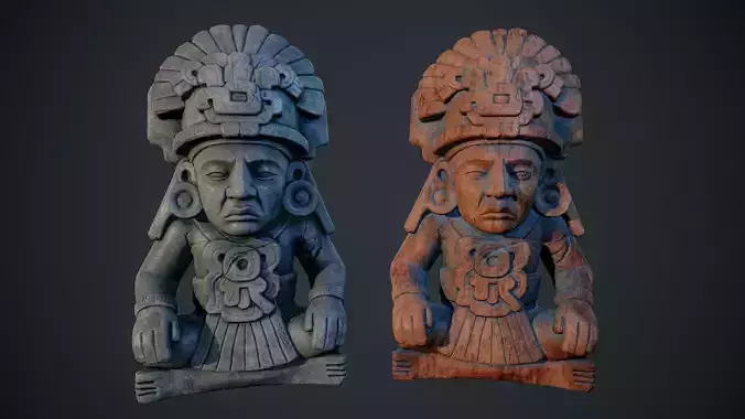 Aztec Statue 01 PBR Low-poly 3D model