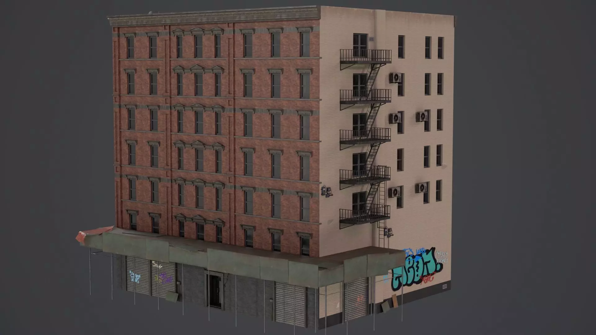 Game Ready Apartment Buildings 01 Low-poly 3D model_2