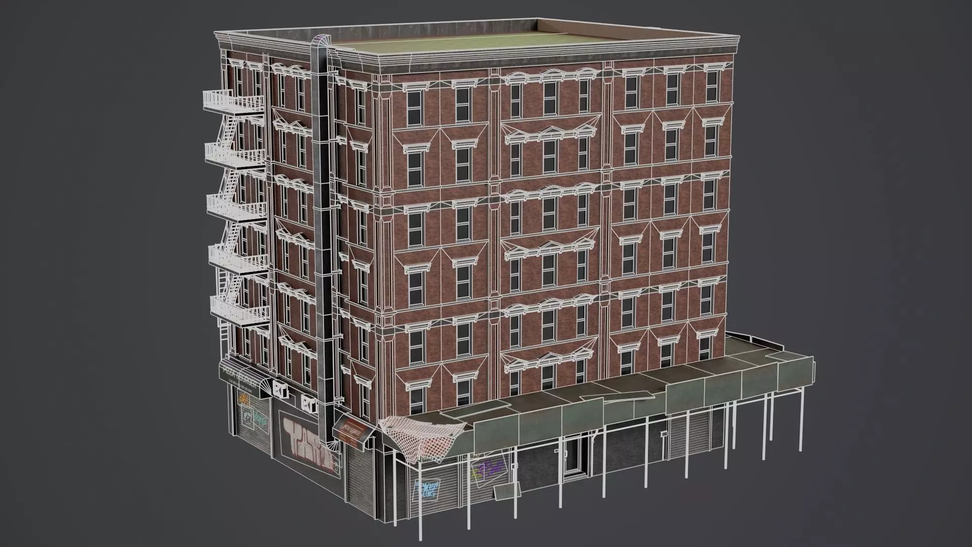 Game Ready Apartment Buildings 01 Low-poly 3D model_5