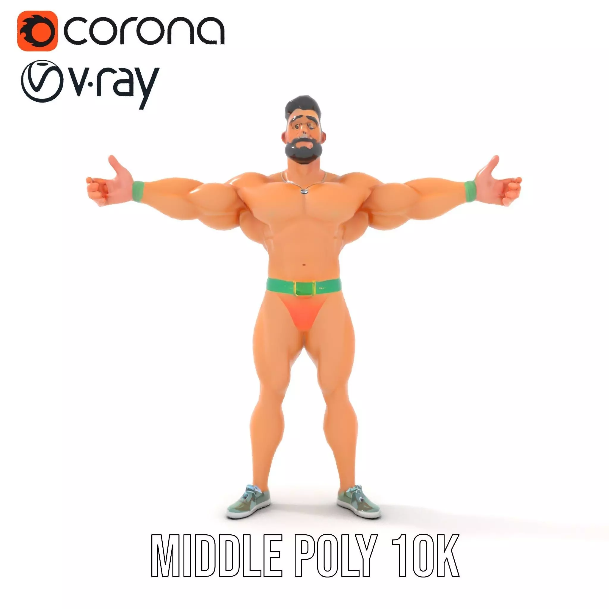 Muscle Hero Character model pack Low-poly 3D model_14