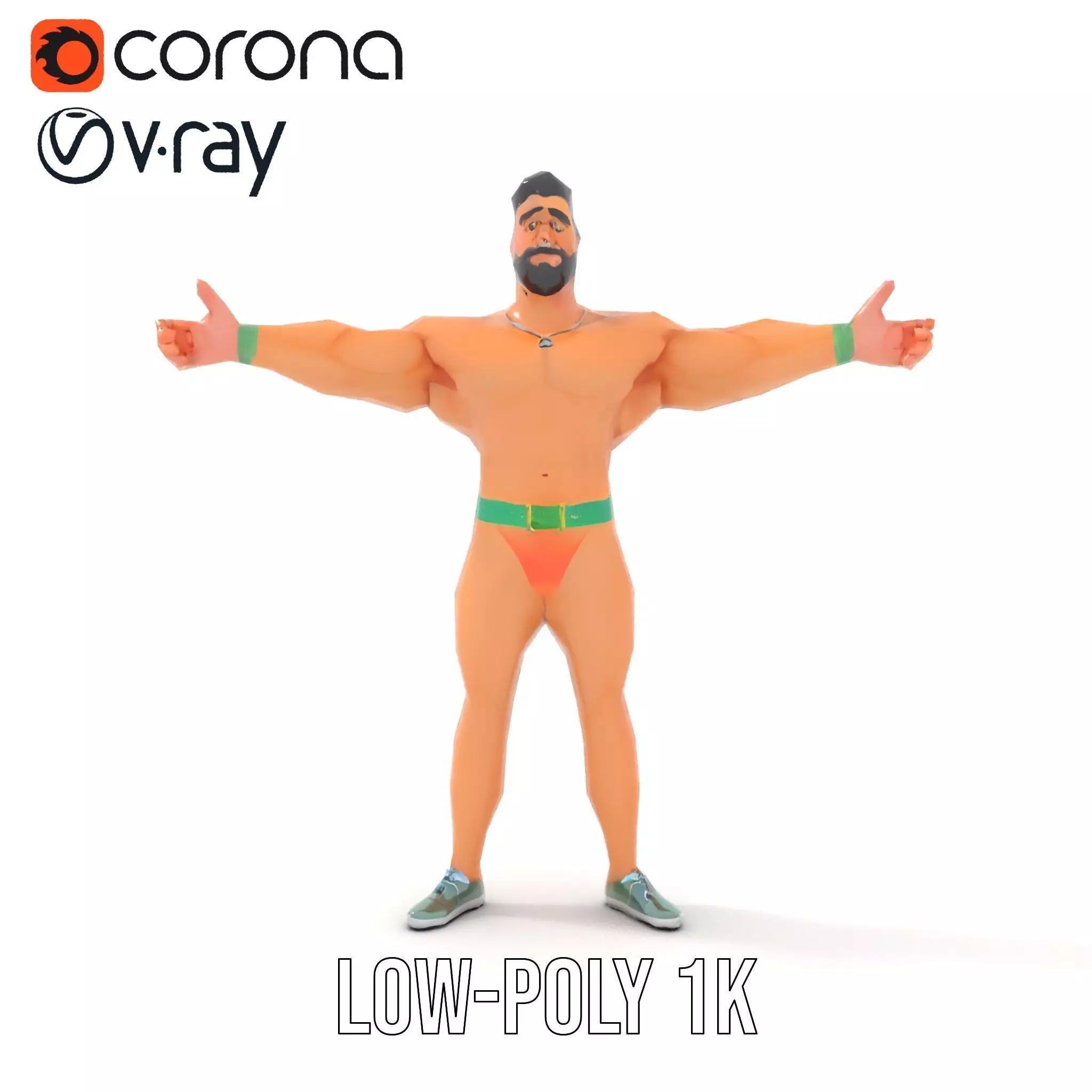 Muscle Hero Character model pack Low-poly 3D model_15