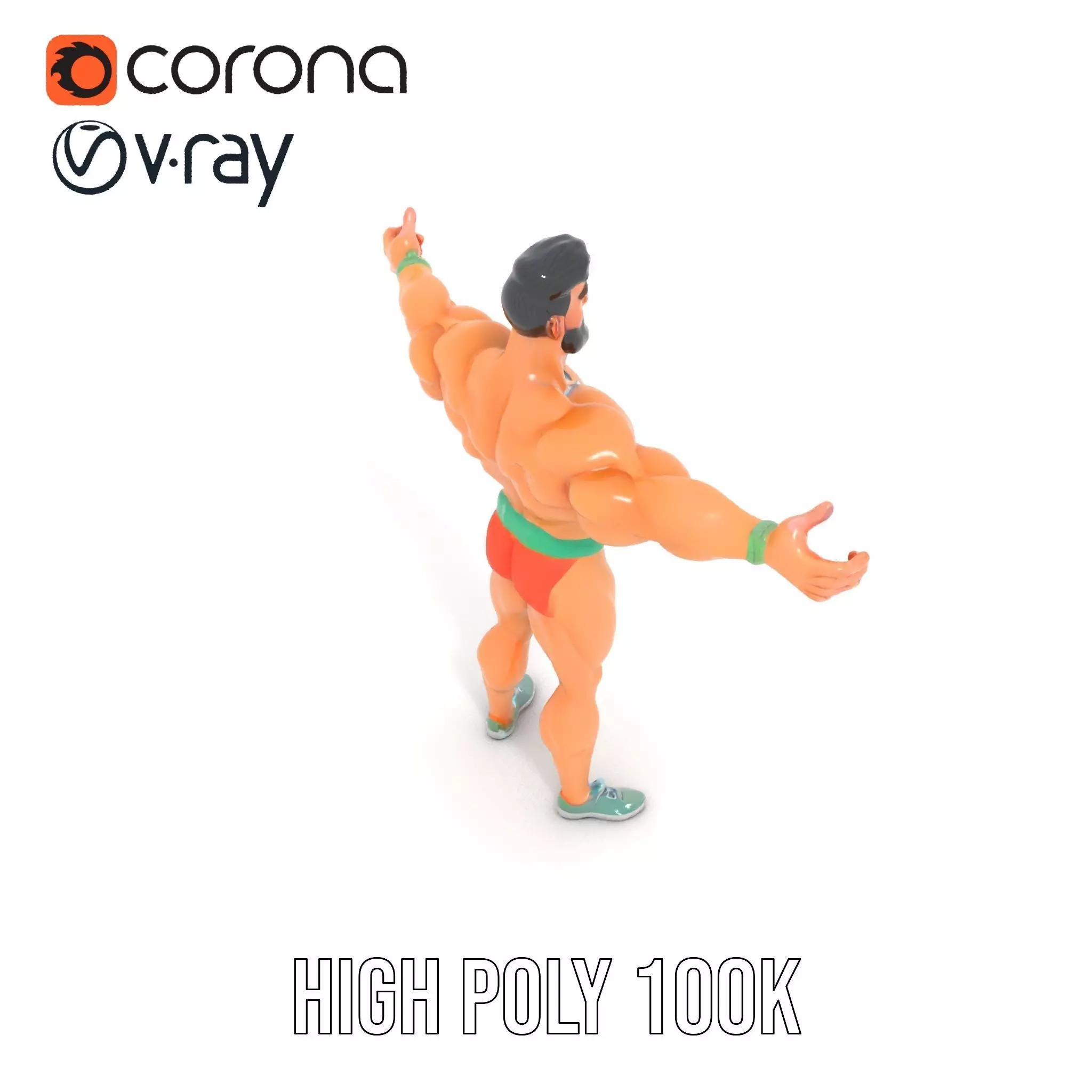 Muscle Hero Character model pack Low-poly 3D model_19