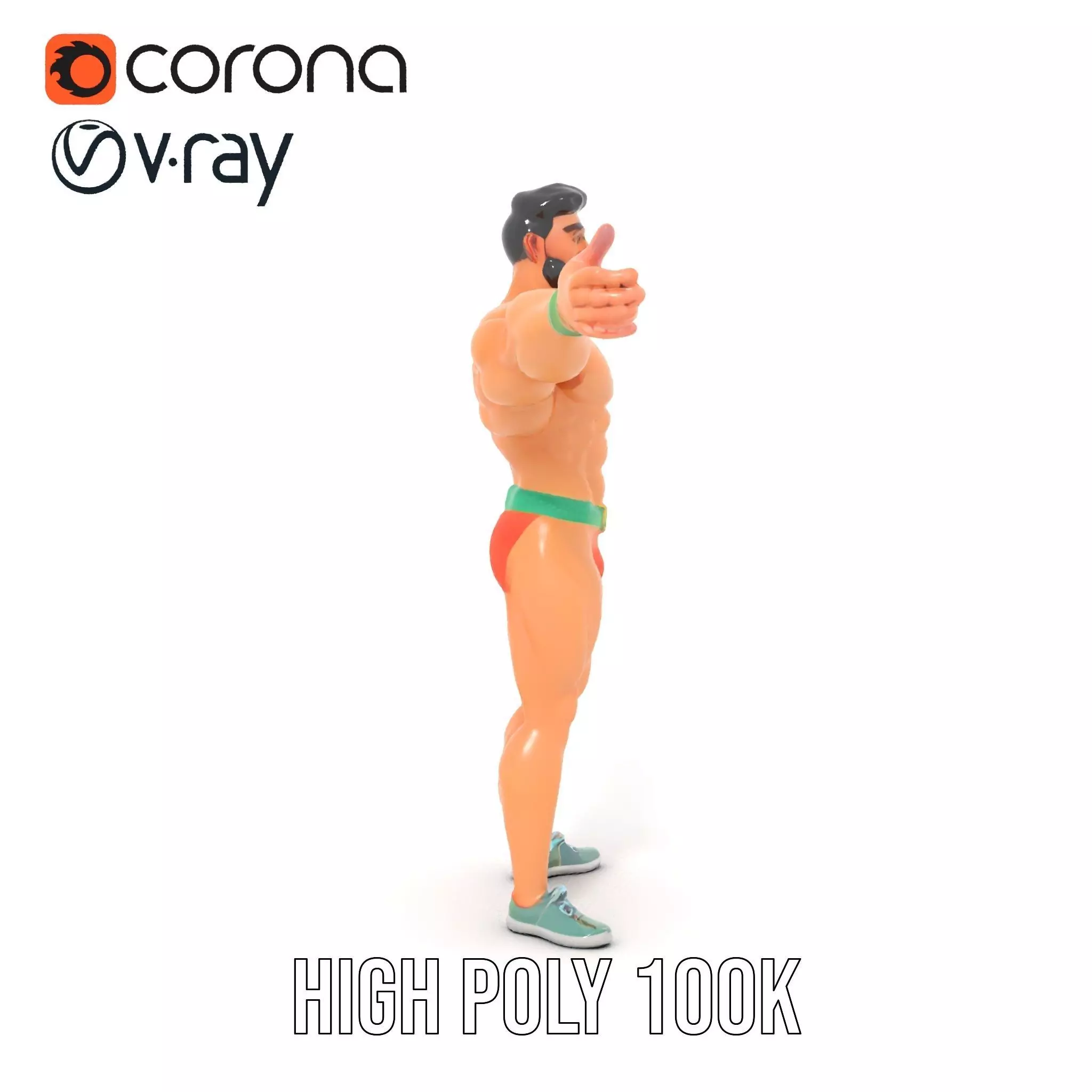 Muscle Hero Character model pack Low-poly 3D model_24