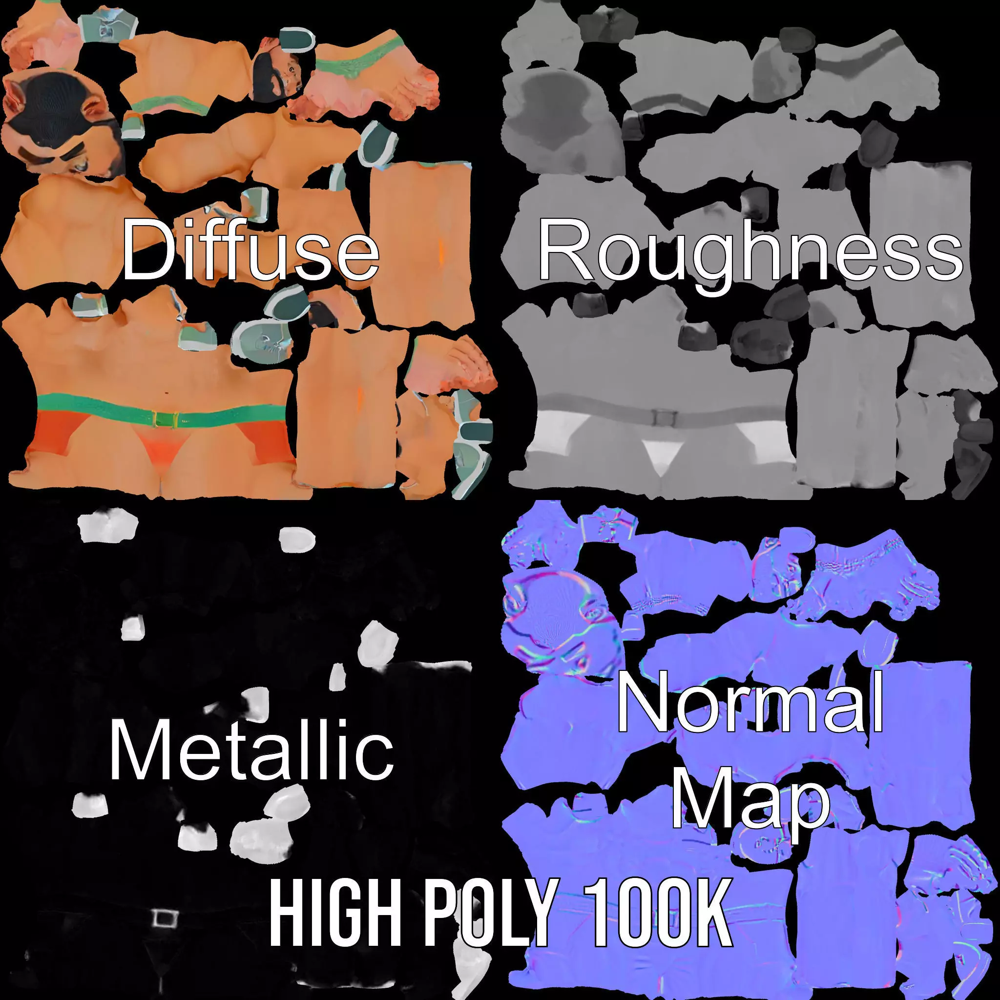 Muscle Hero Character model pack Low-poly 3D model_3