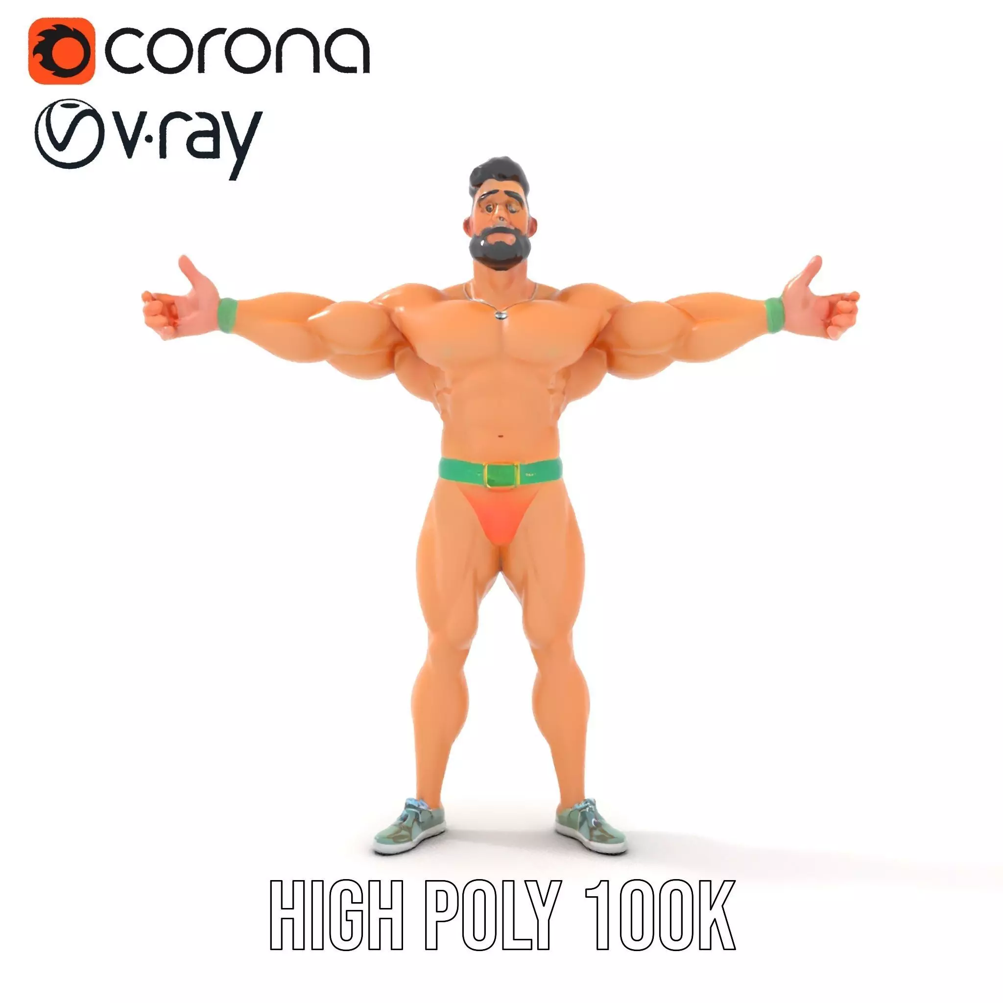 Muscle Hero Character model pack Low-poly 3D model_16