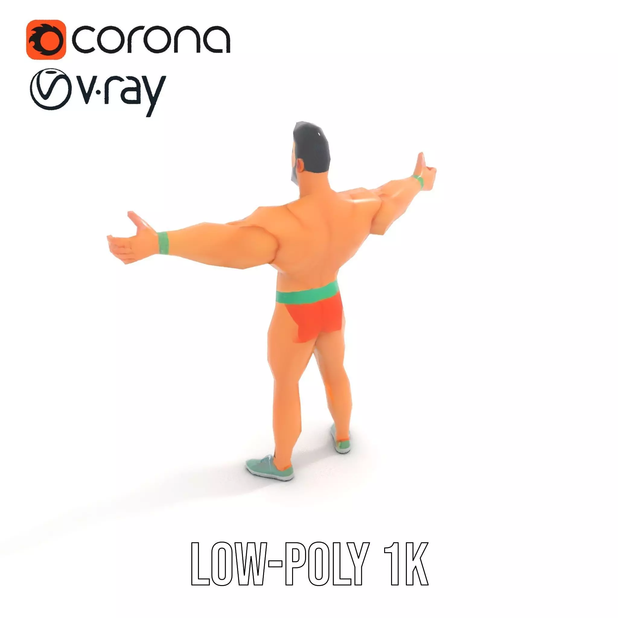 Muscle Hero Character model pack Low-poly 3D model_7