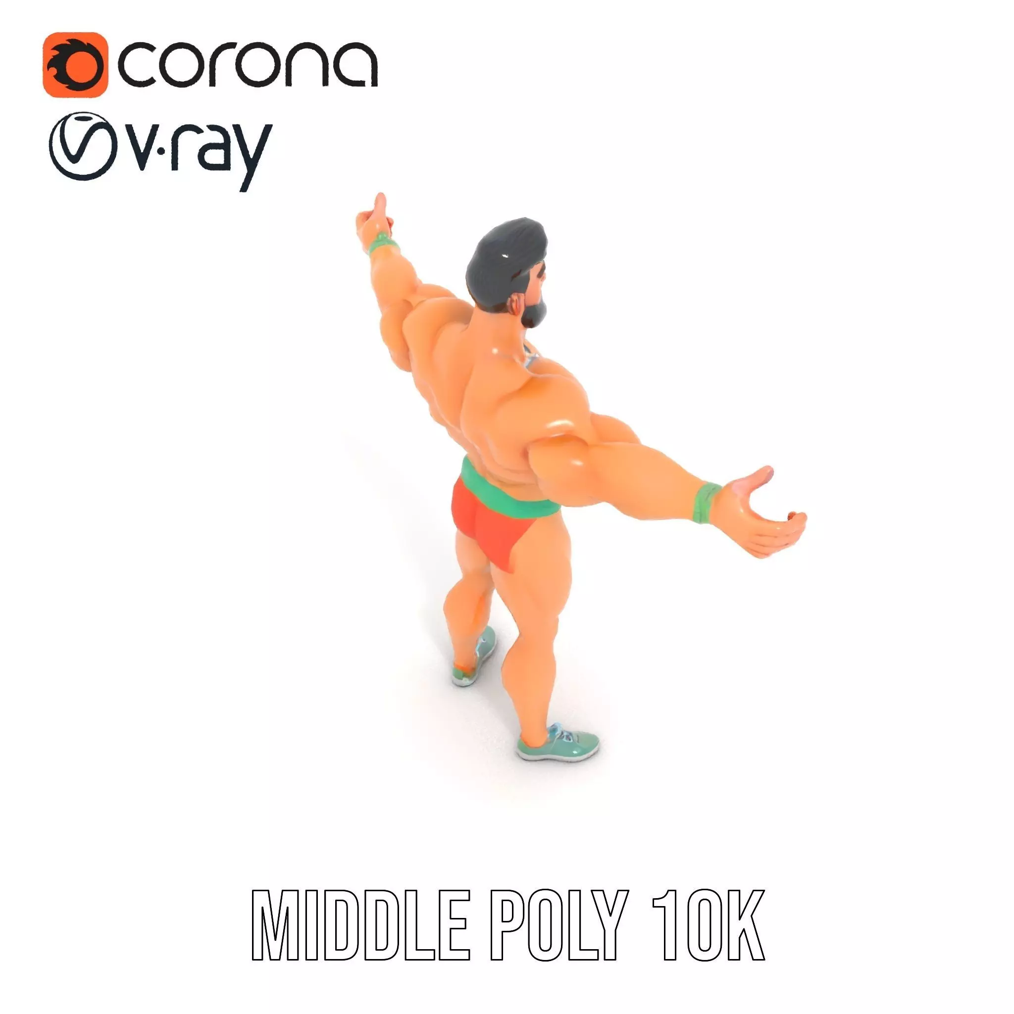 Muscle Hero Character model pack Low-poly 3D model_5