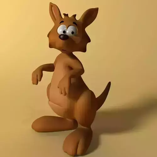 Cartoon kangaroo RIGGED and ANIMATED Low-poly 3D model