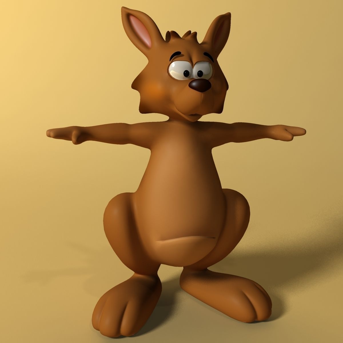 Cartoon kangaroo RIGGED and ANIMATED Low-poly 3D model_3