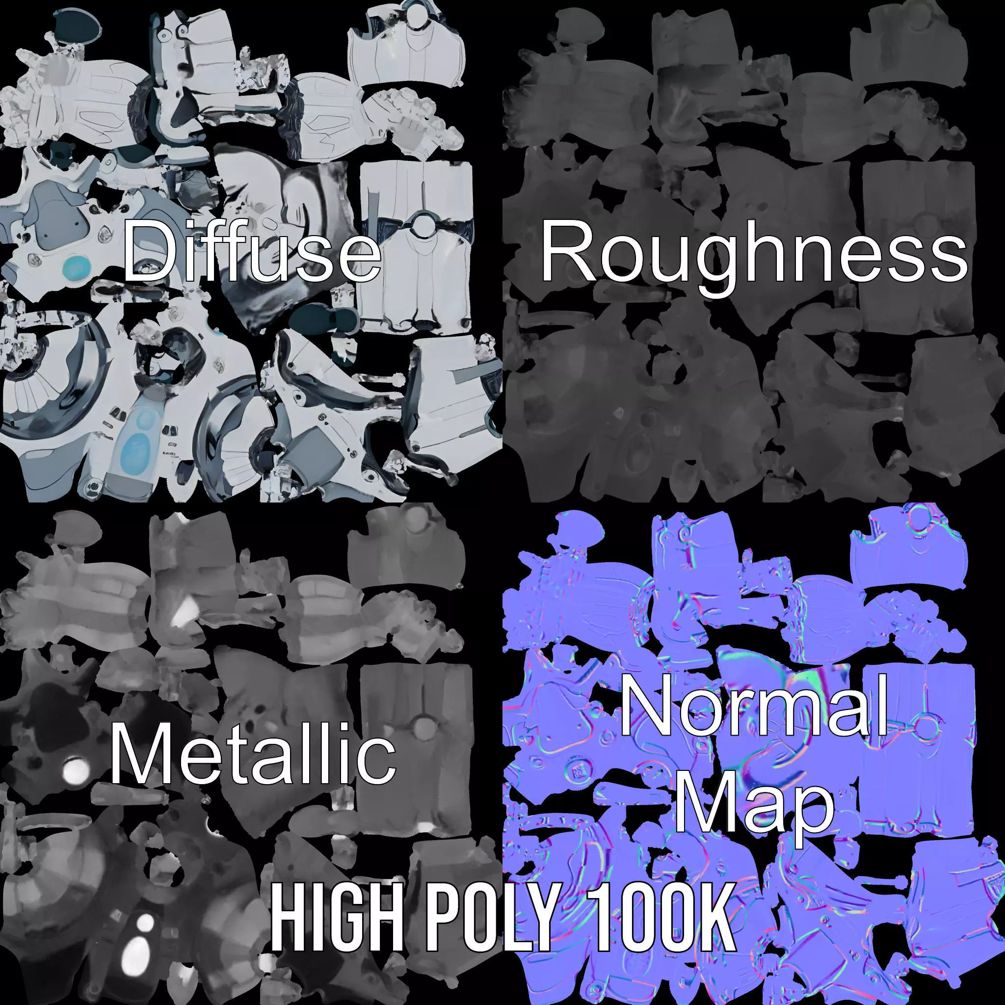 Sleek Robot model pack Low-poly 3D model_3