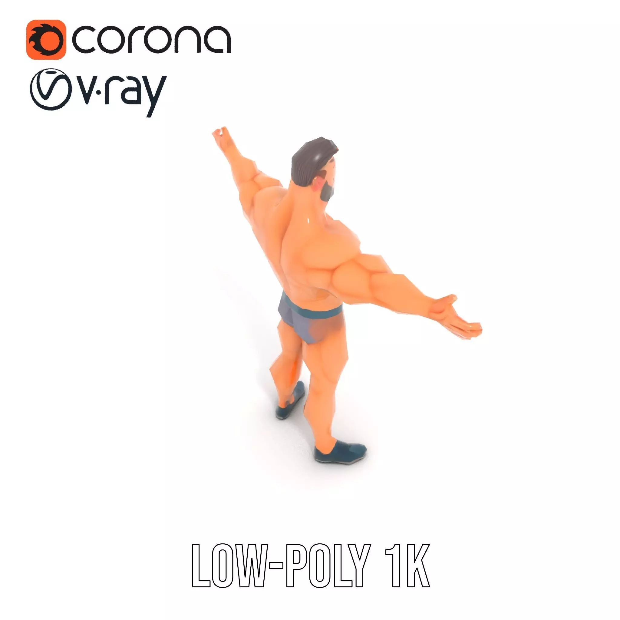 Muscular Hero Character model pack Low-poly 3D model_7