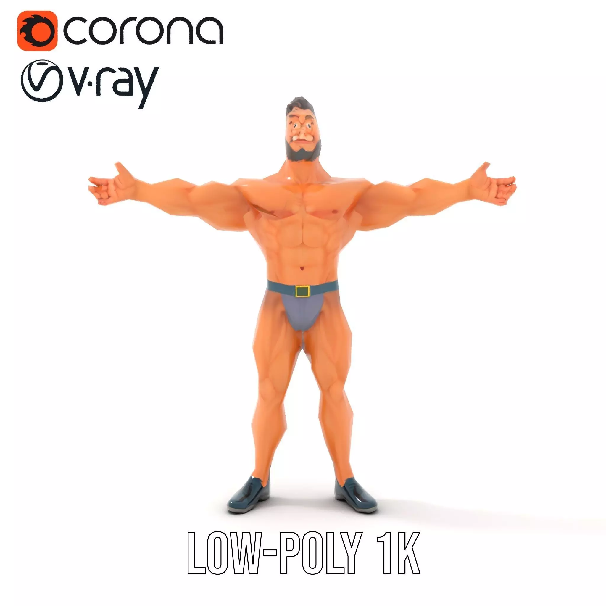 Muscular Hero Character model pack Low-poly 3D model_22