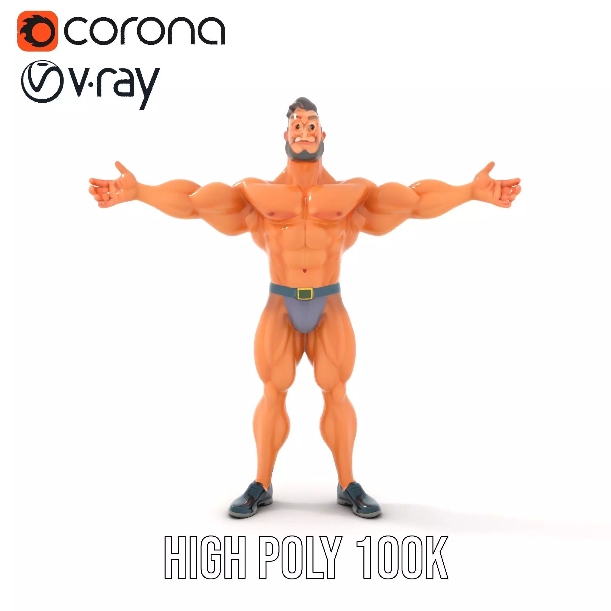 Muscular Hero Character model pack Low-poly 3D model_17