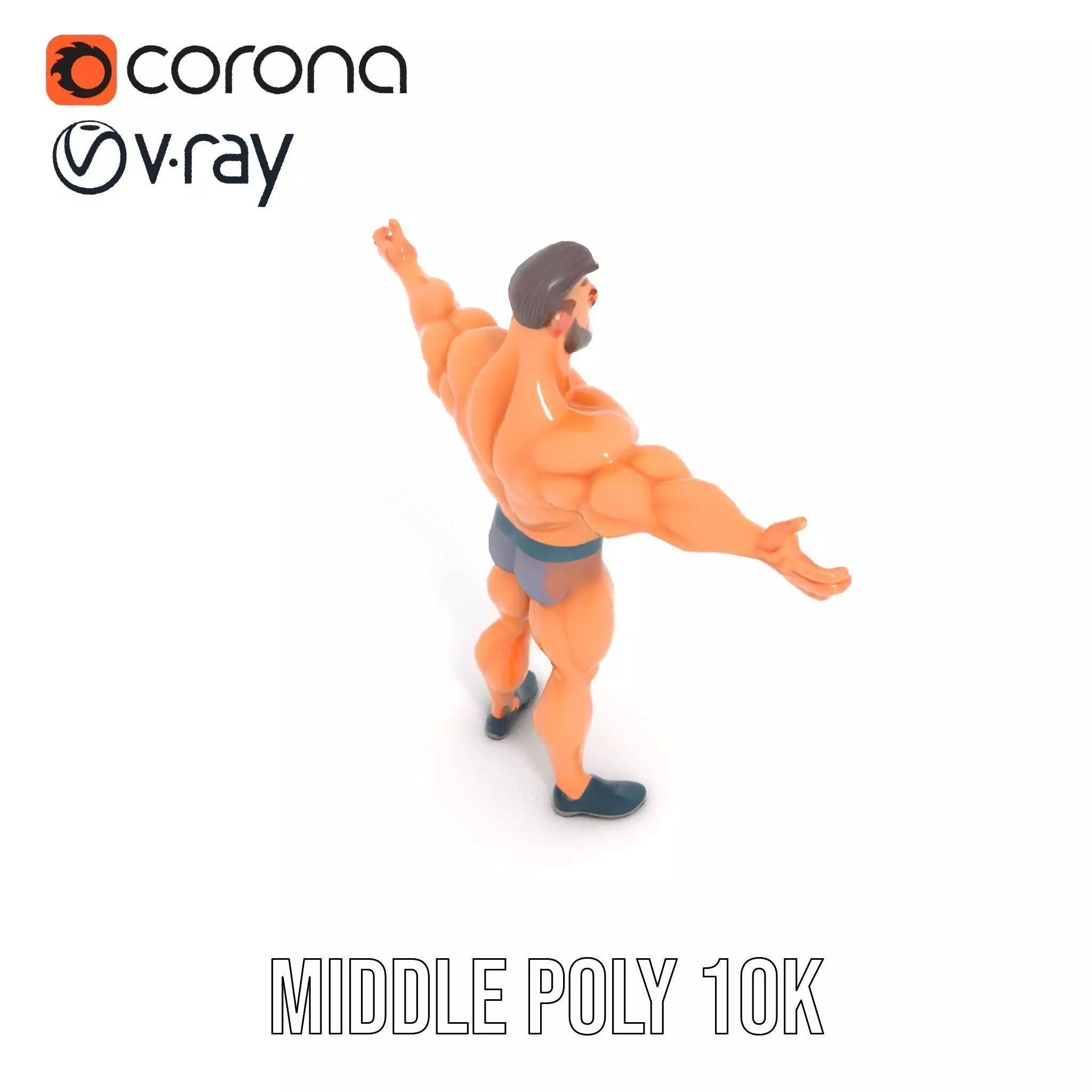 Muscular Hero Character model pack Low-poly 3D model_5