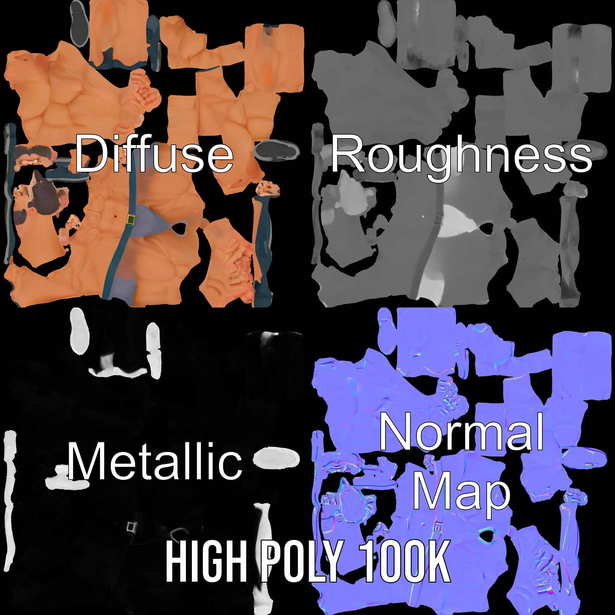 Muscular Hero Character model pack Low-poly 3D model_3