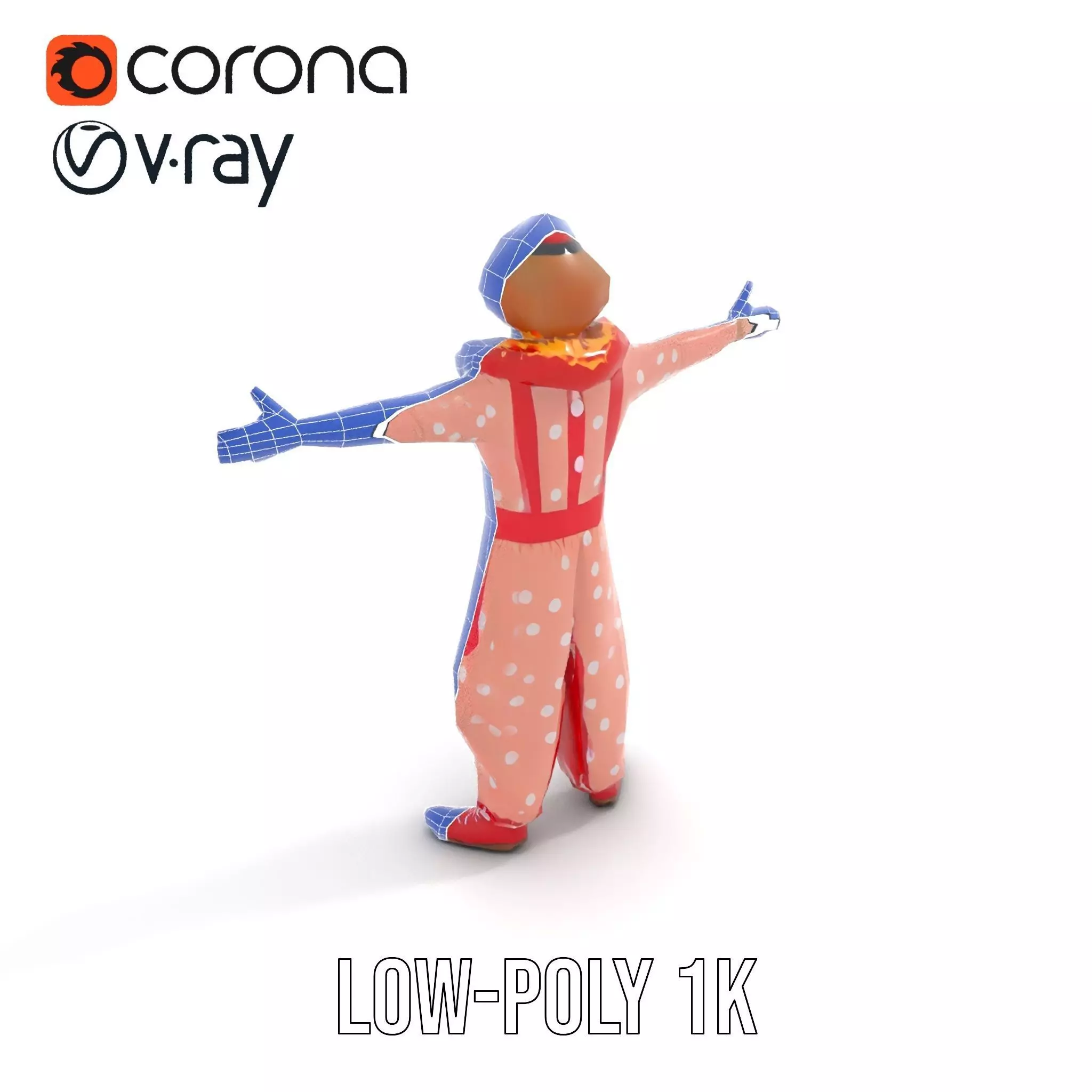 Cheerful Clown Outfit model pack Low-poly 3D model_9