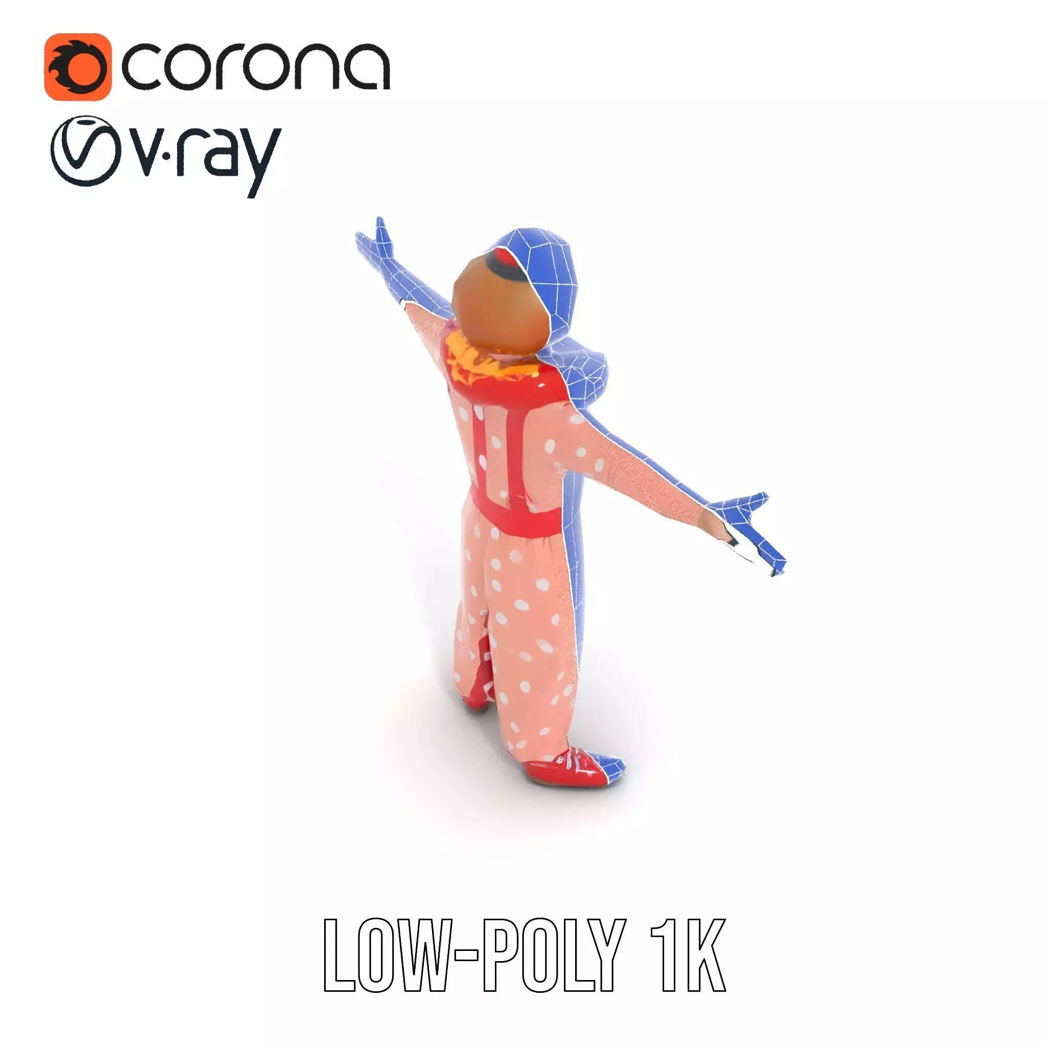 Cheerful Clown Outfit model pack Low-poly 3D model_17