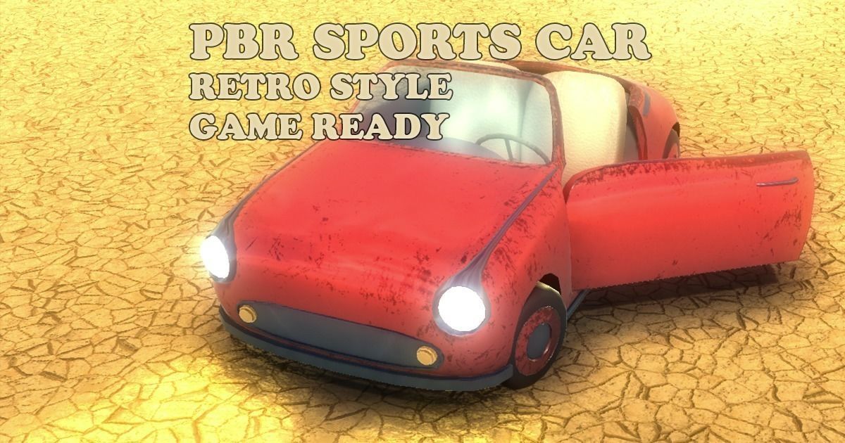 Game Ready Sports Car Retro Low-poly 3D model