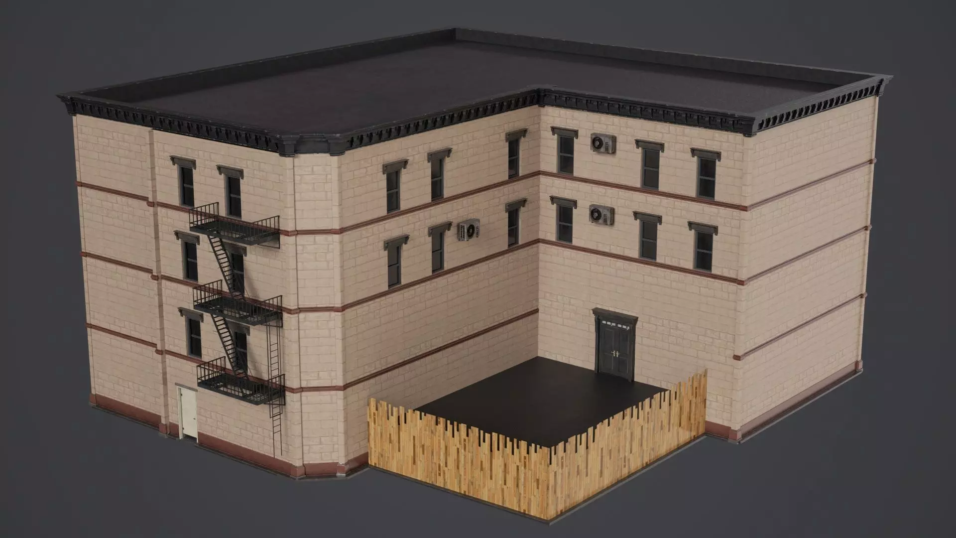 Game Ready Apartment Buildings 02 Low-poly 3D model_2