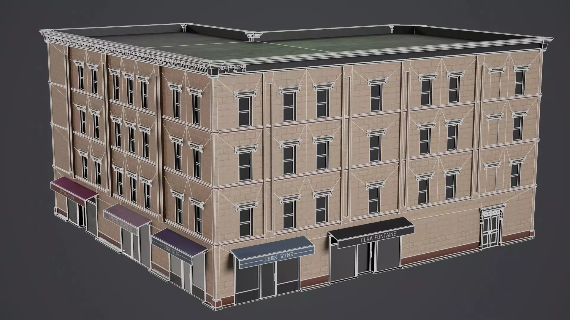 Game Ready Apartment Buildings 02 Low-poly 3D model_4