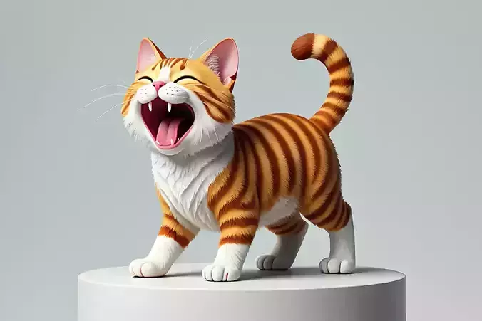 2229  Laughing Cat  3D Printed Full Figure Statue