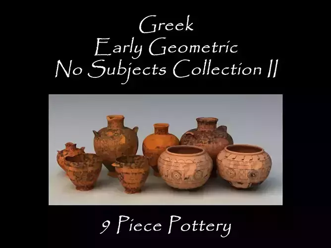 Greek Early Geometric No Subjects Col II 9 Piece Pottery