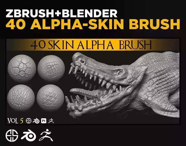 40 Skin Brush Brushes for Blender and Zbrush-Skin Brush-Alpha