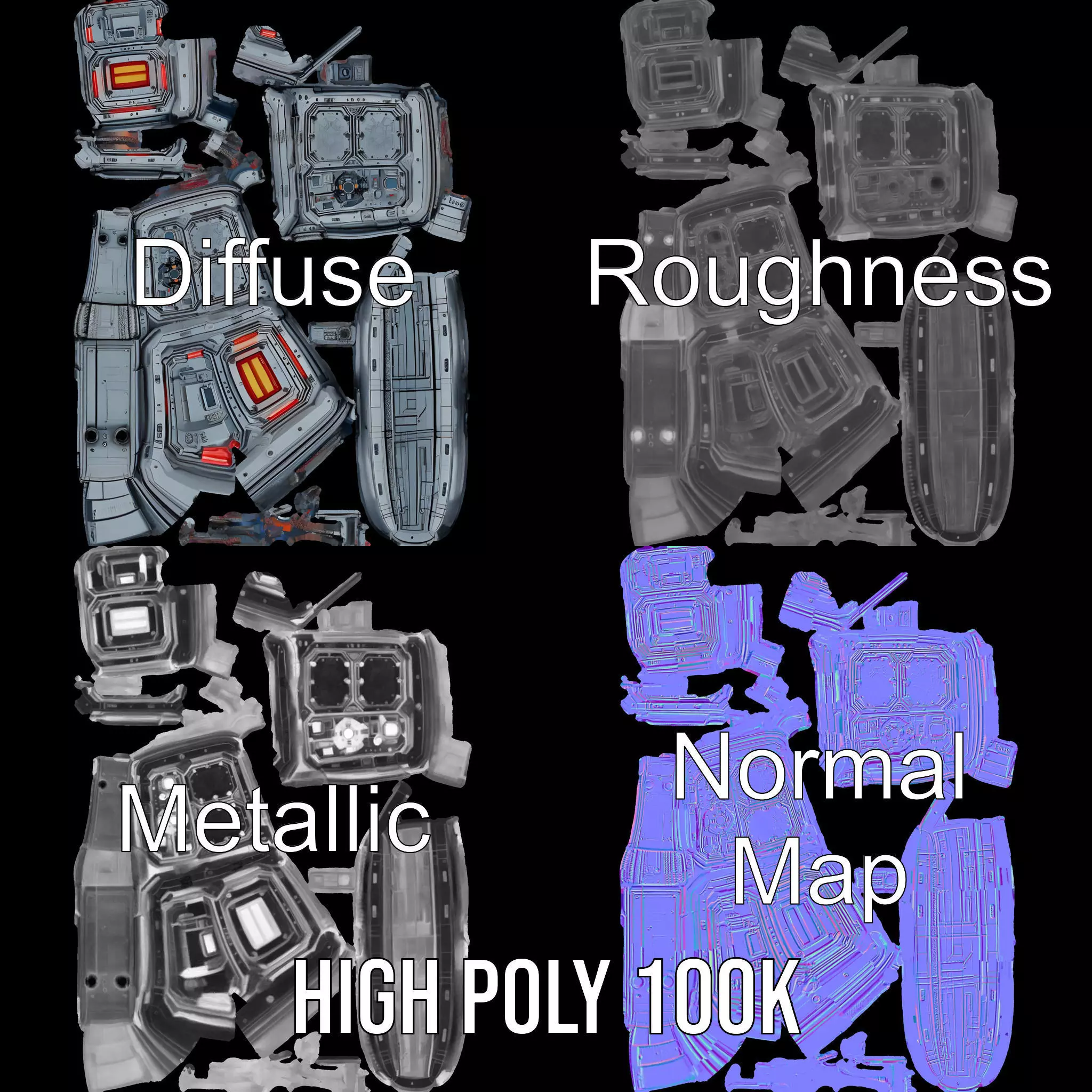Futuristic Control Panel model pack Low-poly 3D model_3