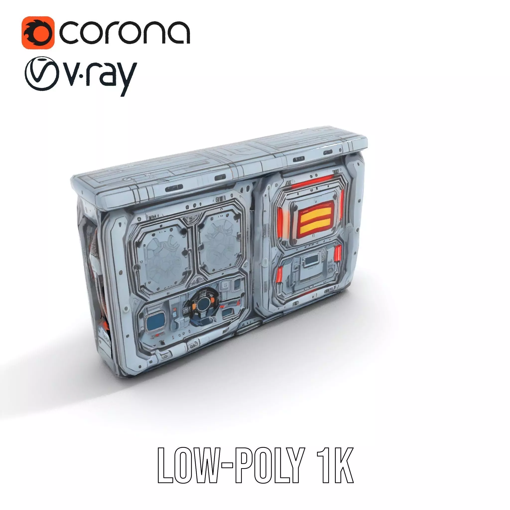 Futuristic Control Panel model pack Low-poly 3D model_9