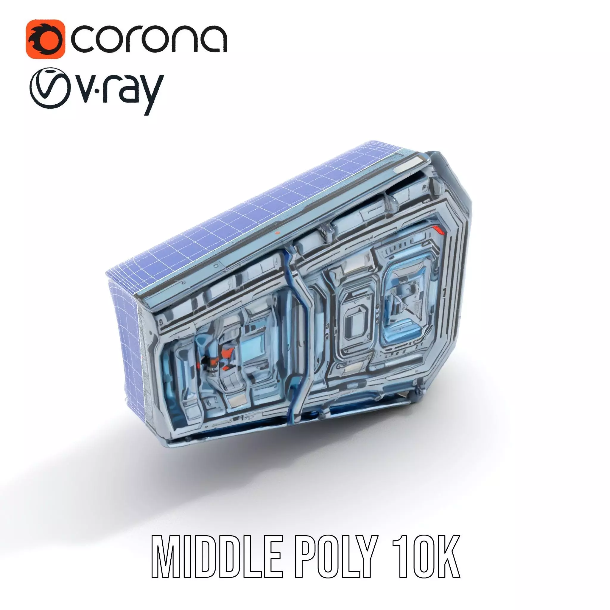 Futuristic Wall Panel model pack Low-poly 3D model_10