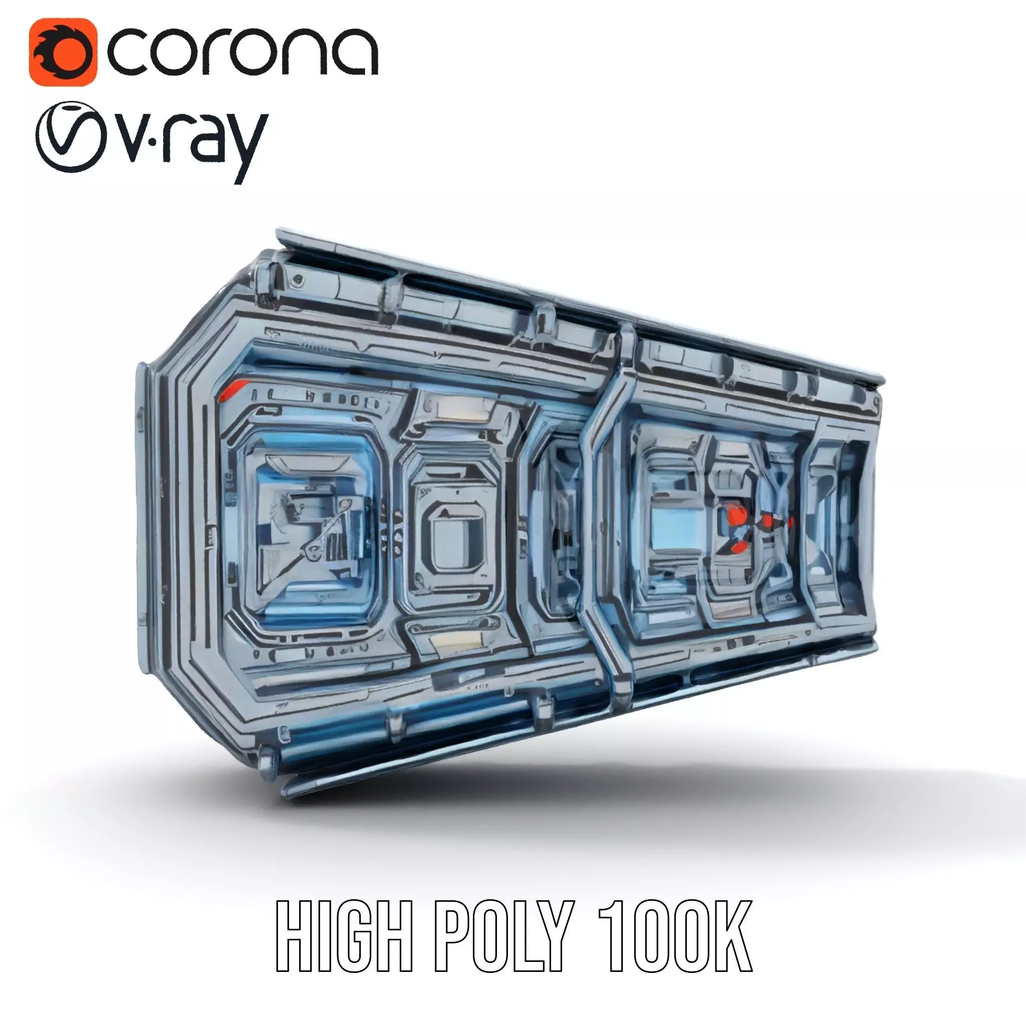 Futuristic Wall Panel model pack Low-poly 3D model_20