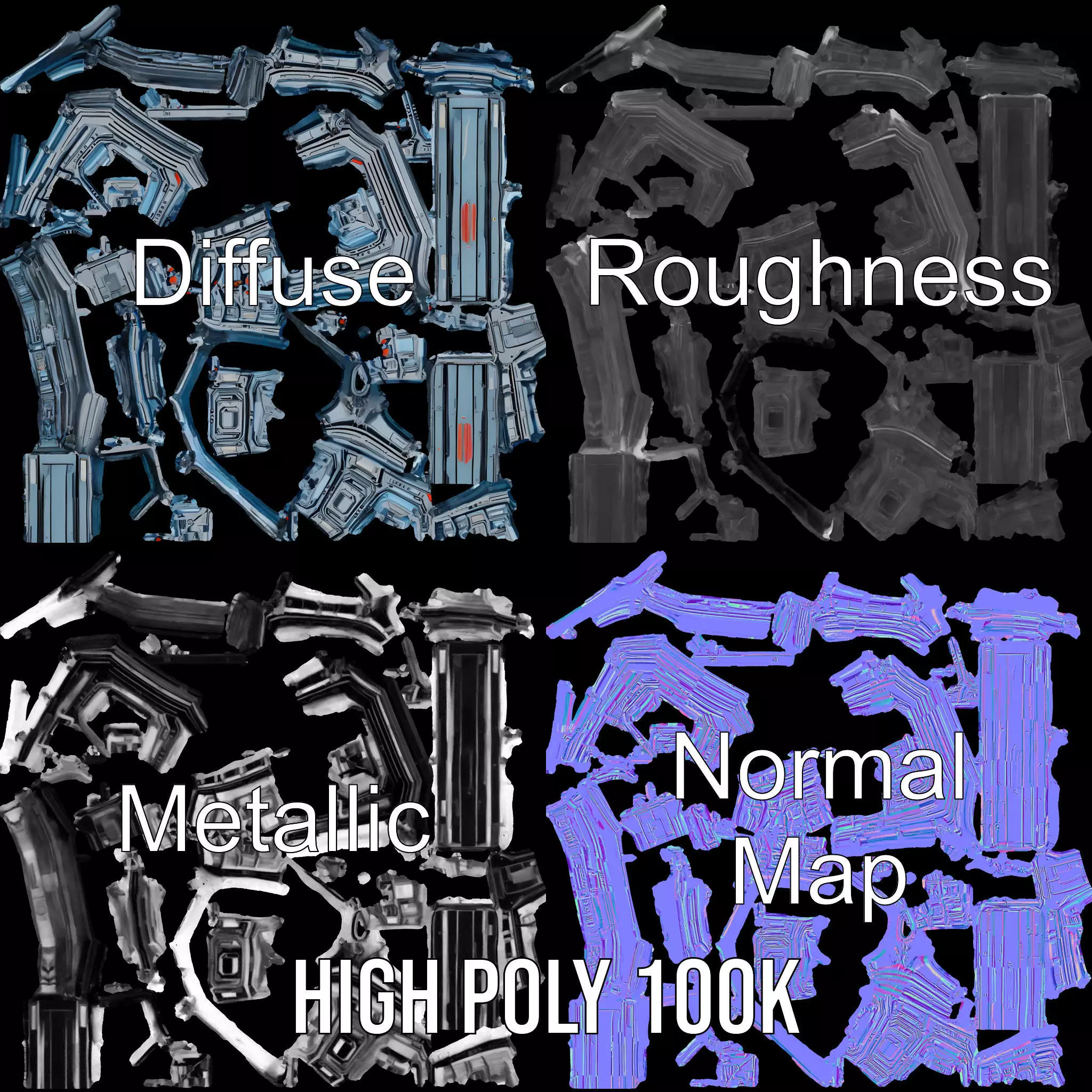 Futuristic Wall Panel model pack Low-poly 3D model_3