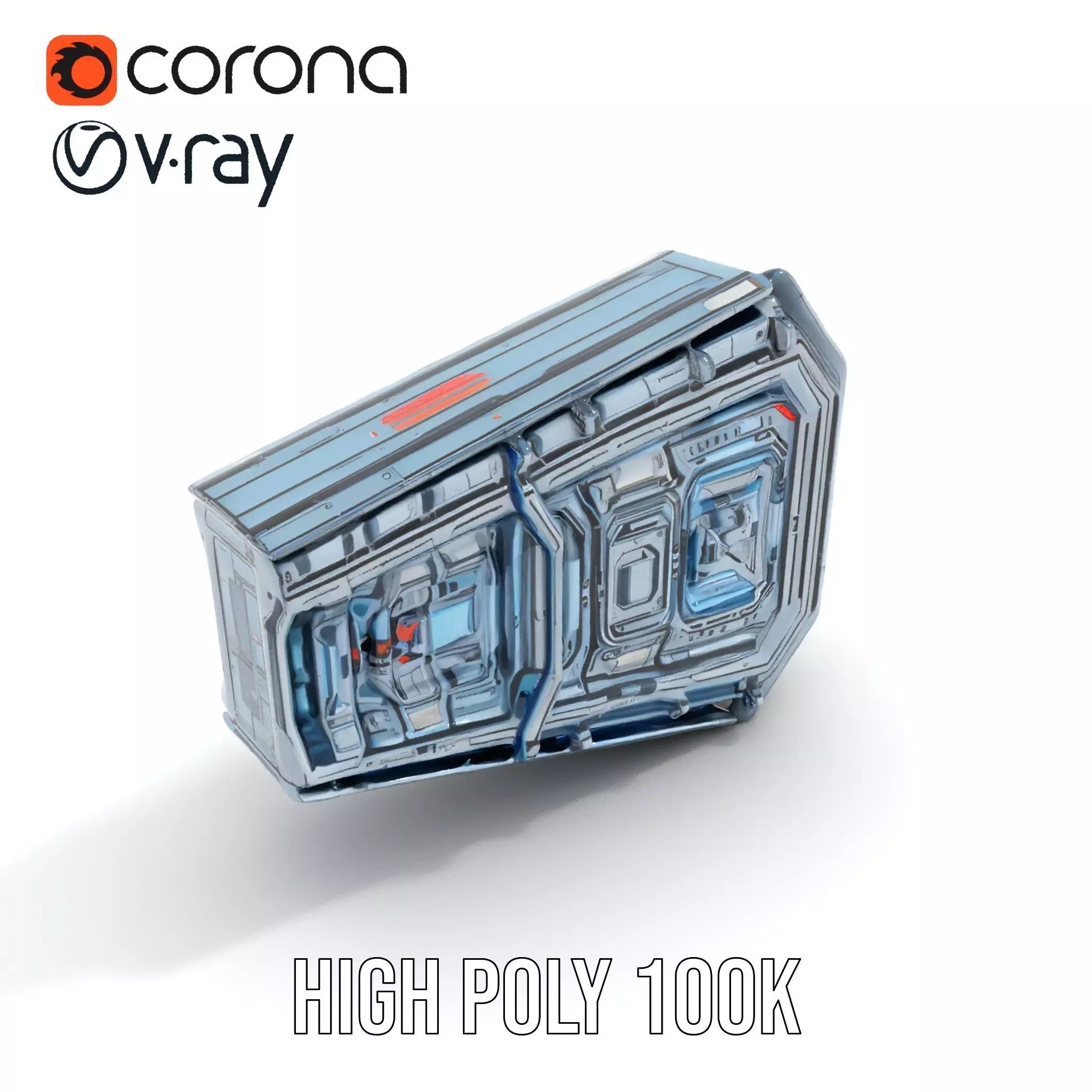 Futuristic Wall Panel model pack Low-poly 3D model_23