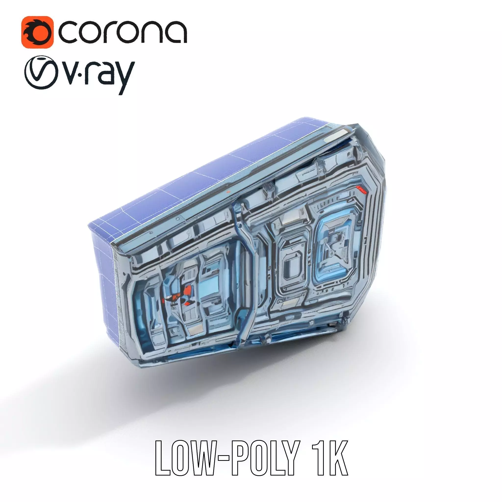 Futuristic Wall Panel model pack Low-poly 3D model_11