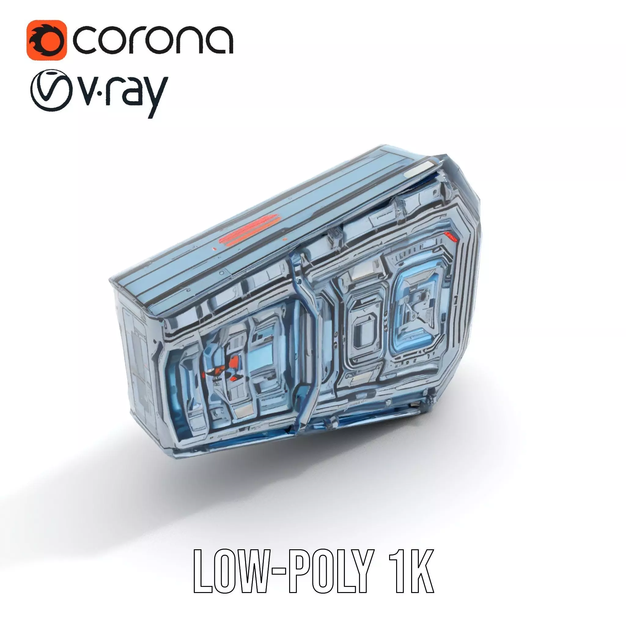 Futuristic Wall Panel model pack Low-poly 3D model_9