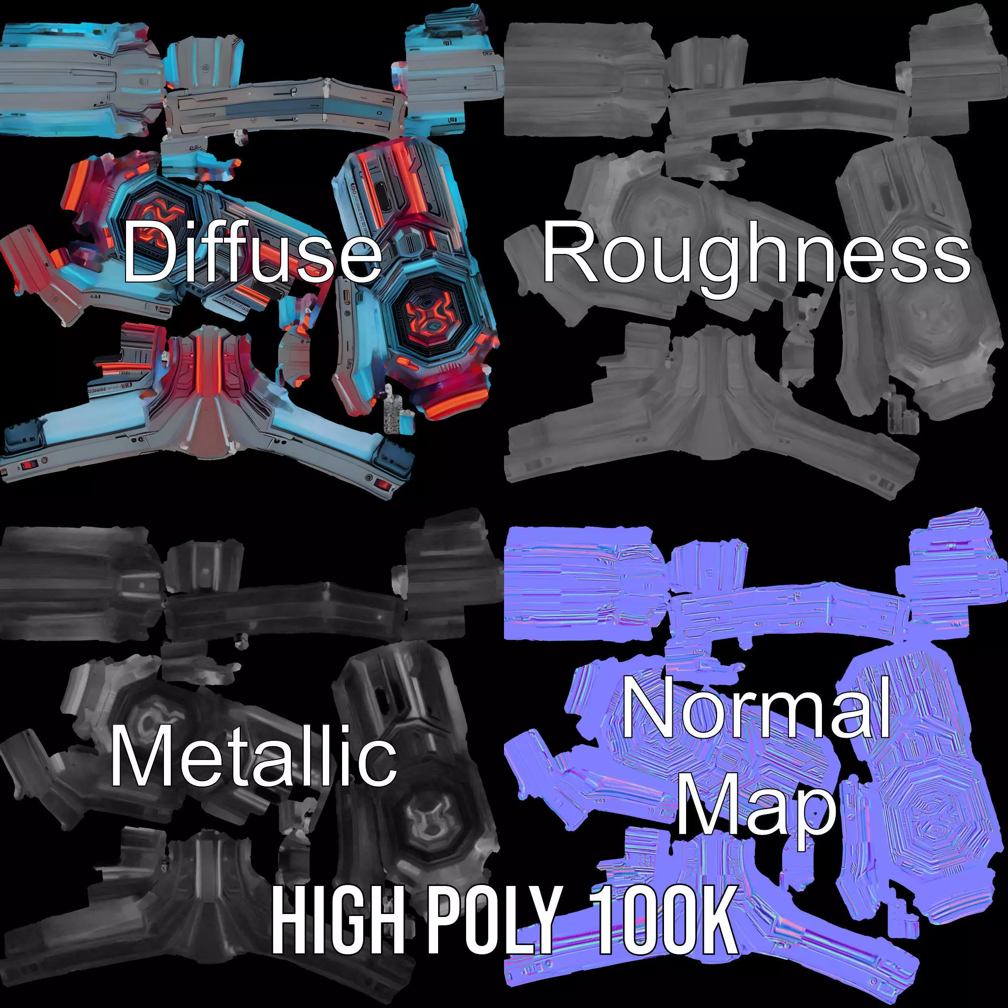 Futuristic Neon Wall model pack Low-poly 3D model_3