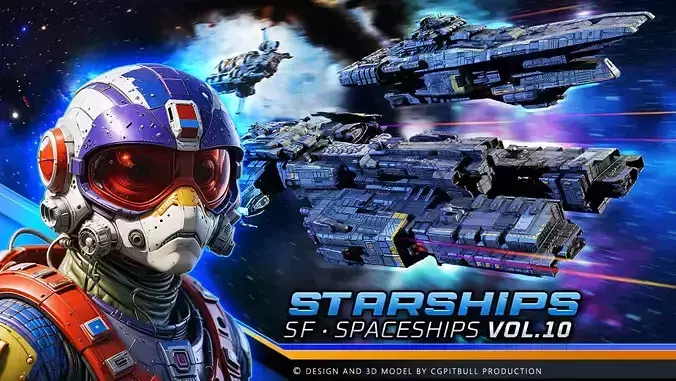 STARSHIPS - Pack10 Low-poly 3D model