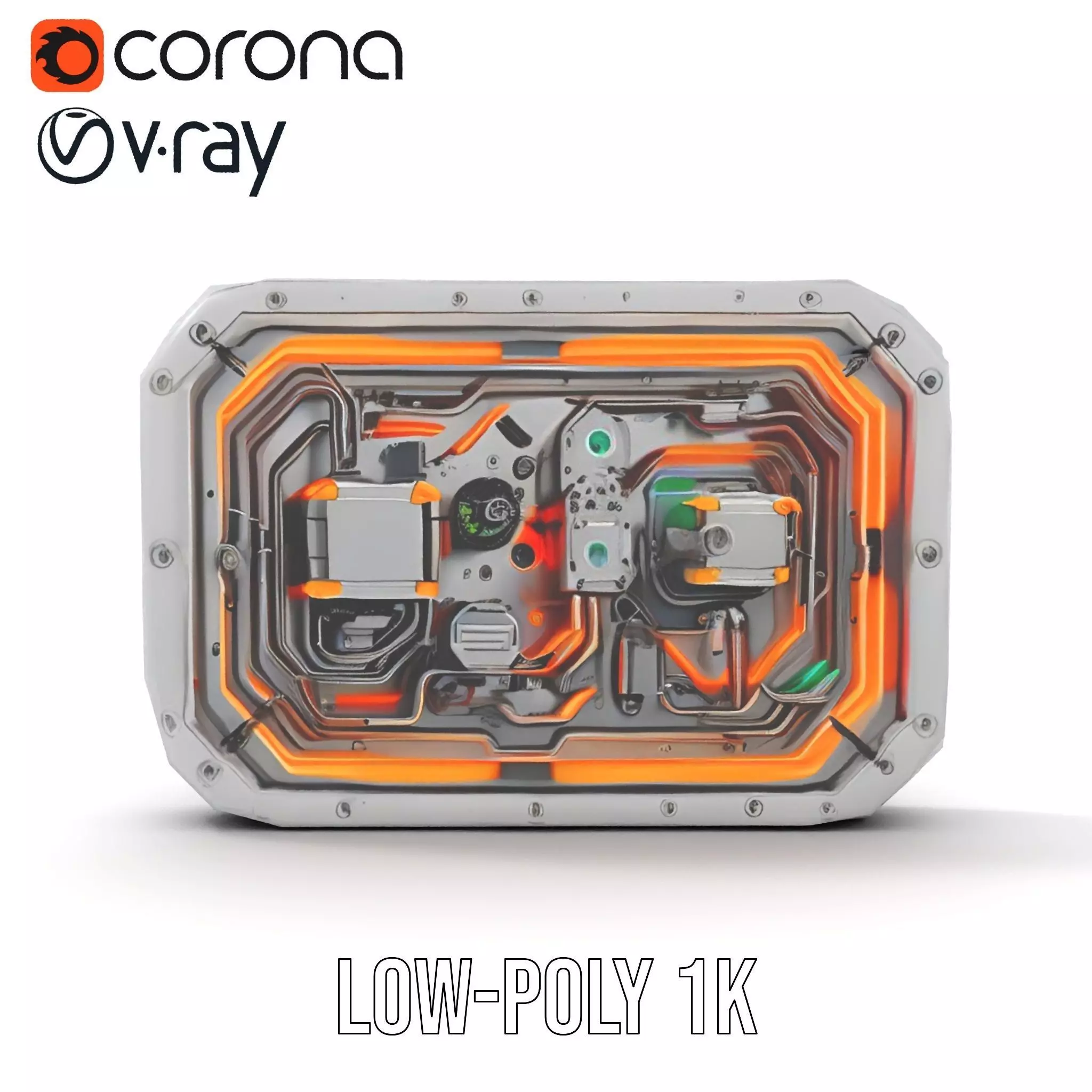 Futuristic Control Panel model pack Low-poly 3D model_12