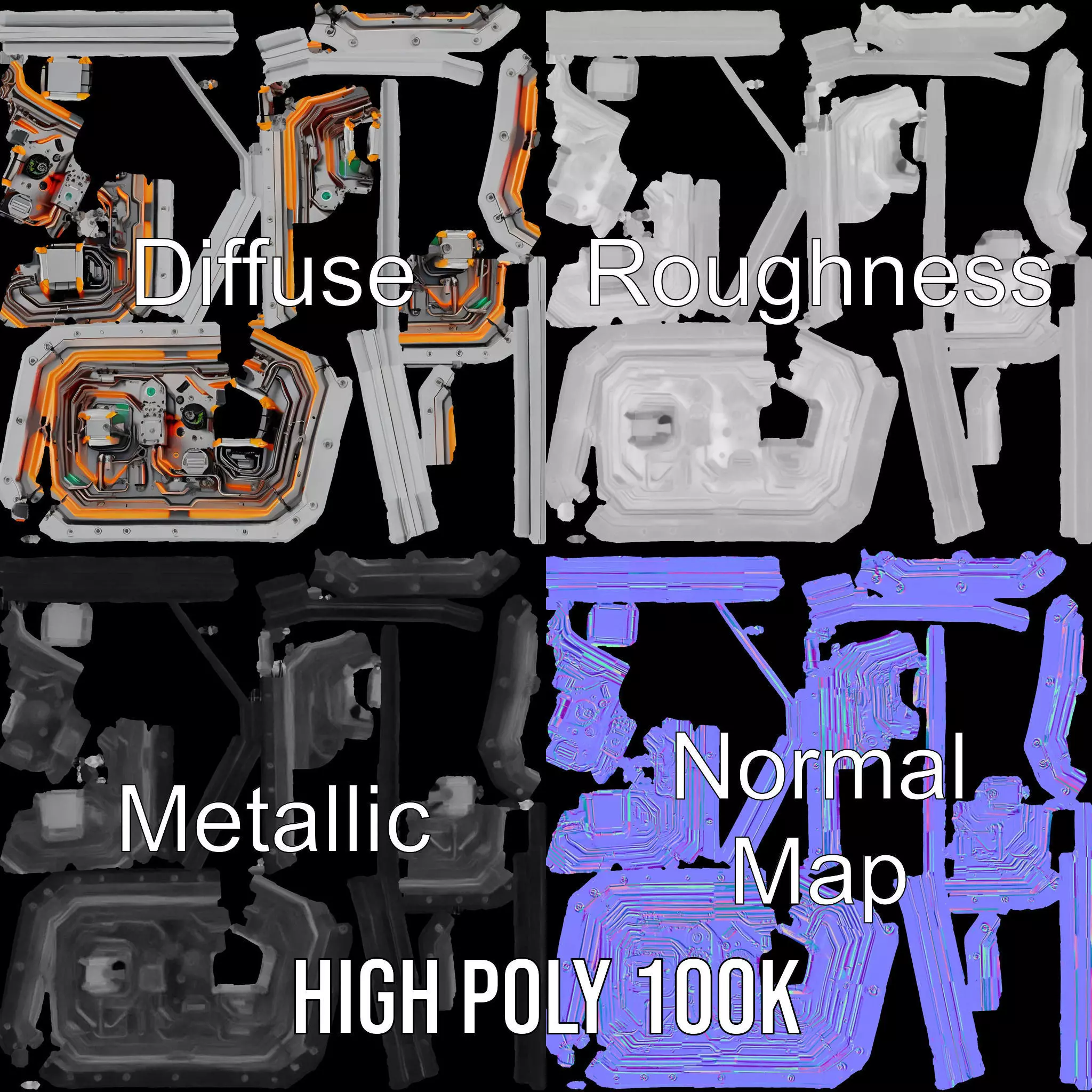 Futuristic Control Panel model pack Low-poly 3D model_3