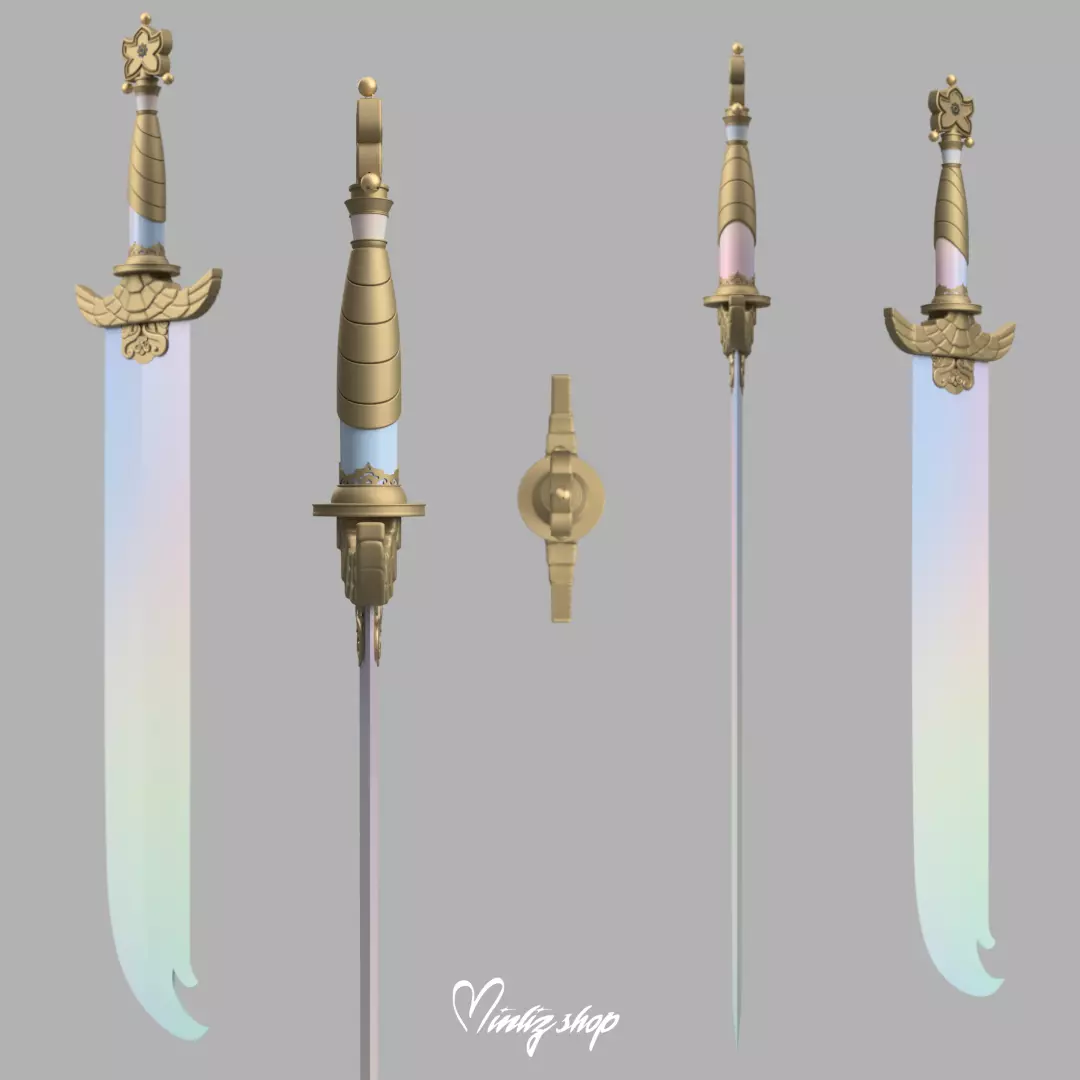 Kpop demon hunters Rumi sword weapon phase 2 3D print model_4