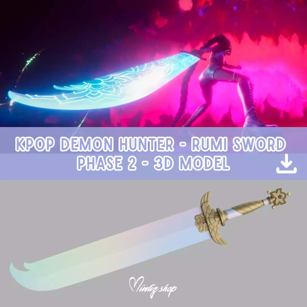 Kpop demon hunters Rumi sword weapon phase 2 3D print model_0