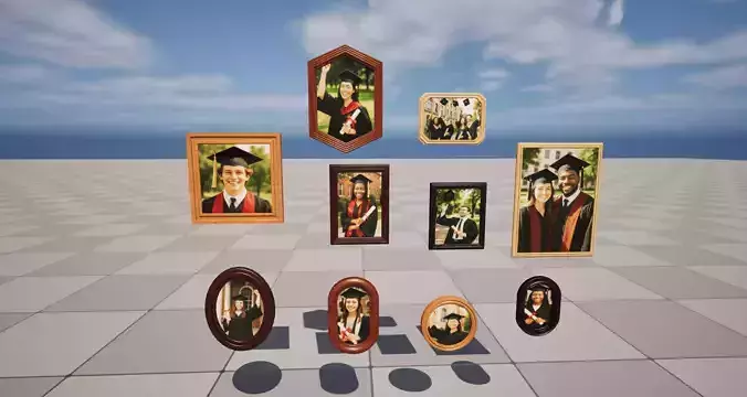 School Memories Photos Low-poly 3D model